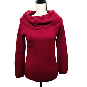 White House Black Market Womens Red Cowl Neck Wool Blend Sweater Size Small